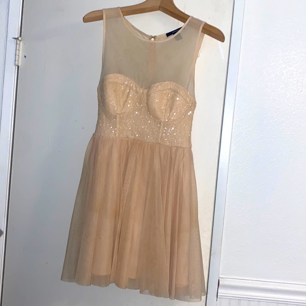Cream beautiful sequined homecoming dress